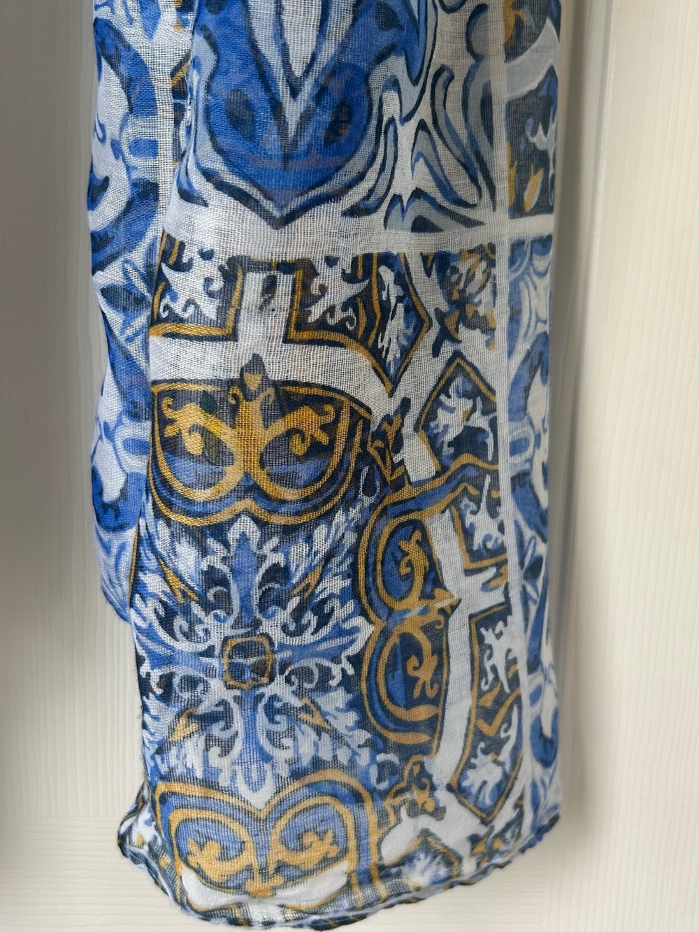 Blue and Gold Paisley Design Scarf - Picture 5 of 6